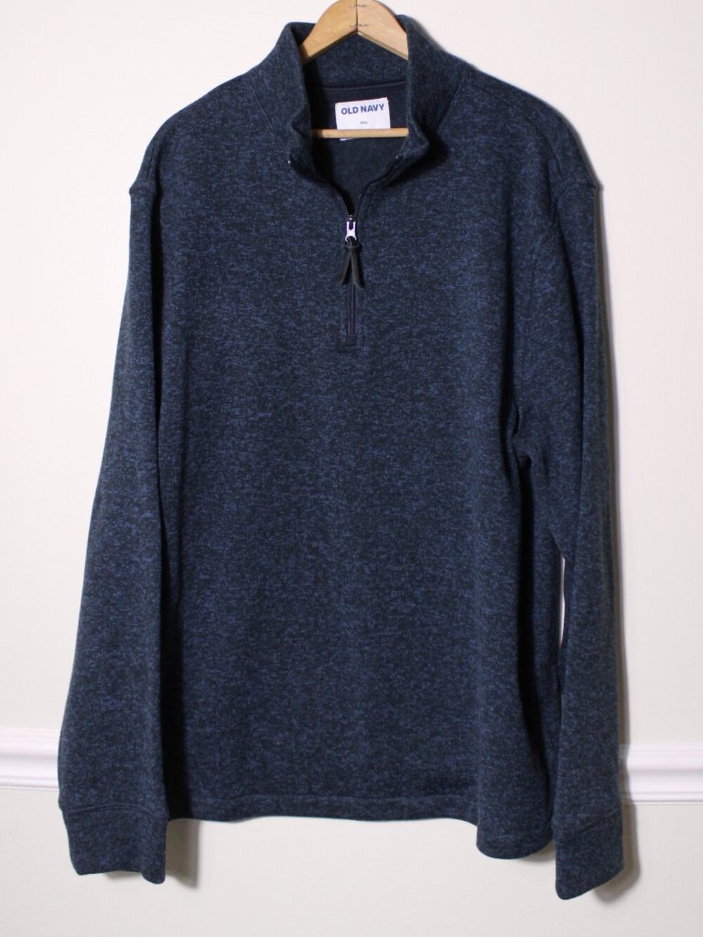 Old Navy Mens Sweater Fleece Mock Neck Quarter Zip Sweatshirt Navy Blue XXL